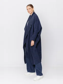Maxi cardigan in lana cotta