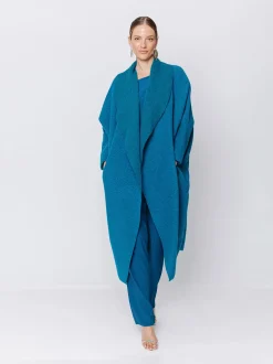 Maxi cardigan in lana cotta