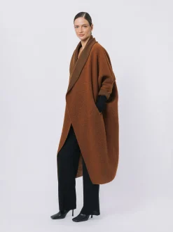 Maxi cardigan in lana cotta