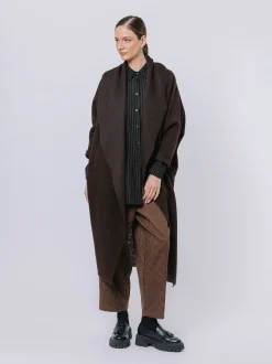 Maxi cardigan in lana cotta