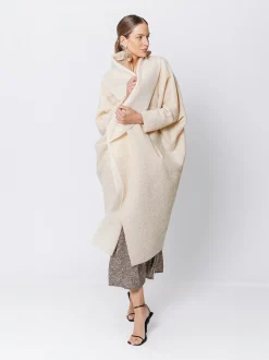 Maxi cardigan in lana cotta