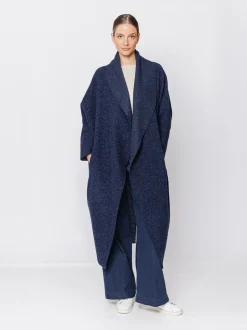 Maxi cardigan in lana cotta