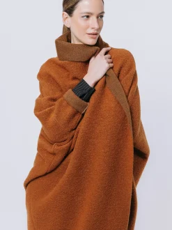 Maxi cardigan in lana cotta