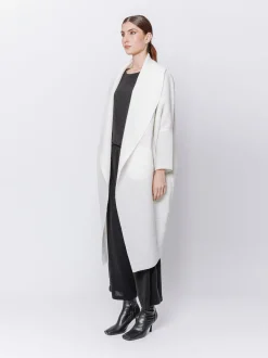 Maxi cardigan in lana cotta