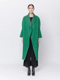 Maxi cardigan in lana cotta