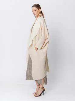 Maxi cardigan in lana cotta