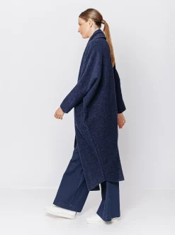 Maxi cardigan in lana cotta
