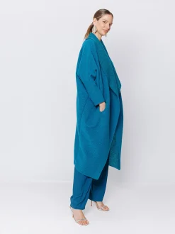 Maxi cardigan in lana cotta