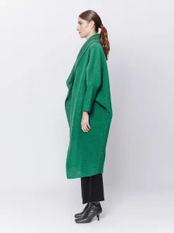 Maxi cardigan in lana cotta