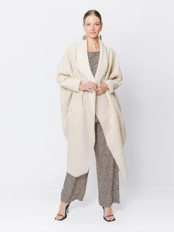 Maxi cardigan in lana cotta