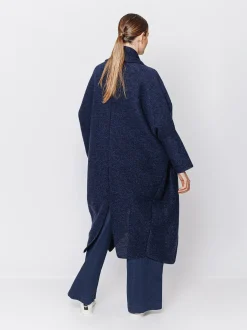 Maxi cardigan in lana cotta