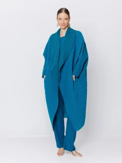 Maxi cardigan in lana cotta