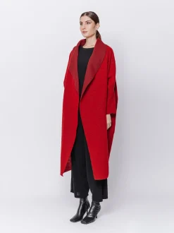Maxi cardigan in lana cotta