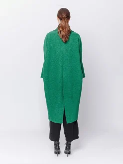 Maxi cardigan in lana cotta