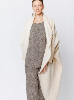 Maxi cardigan in lana cotta