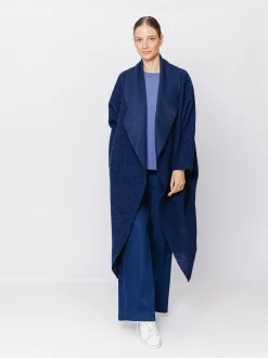 Maxi cardigan in lana cotta