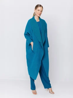 Maxi cardigan in lana cotta