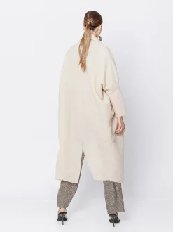 Maxi cardigan in lana cotta