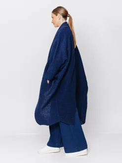 Maxi cardigan in lana cotta