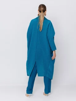 Maxi cardigan in lana cotta