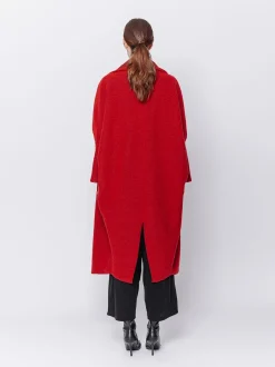 Maxi cardigan in lana cotta