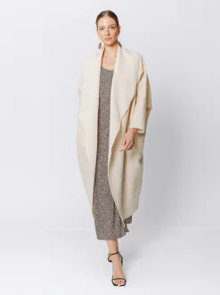Maxi cardigan in lana cotta