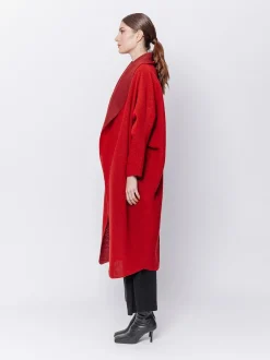 Maxi cardigan in lana cotta