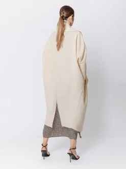 Maxi cardigan in lana cotta