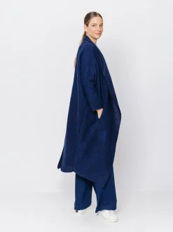 Maxi cardigan in lana cotta