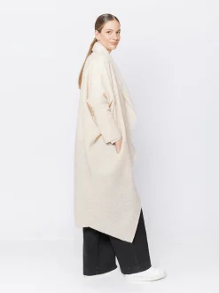 Maxi cardigan in lana cotta
