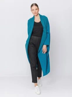 Maxi cardigan in lana cotta