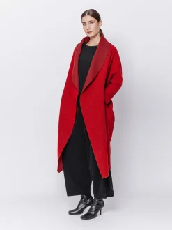 Maxi cardigan in lana cotta