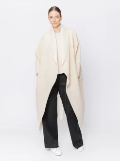 Maxi cardigan in lana cotta