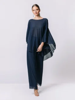 Maxi poncho in chiffon