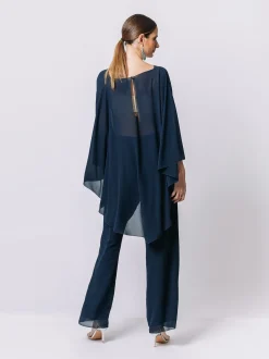 Maxi poncho in chiffon