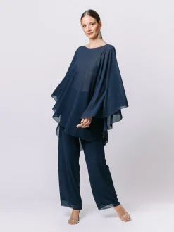 Maxi poncho in chiffon