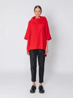 Maxi poncho in pile