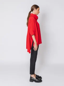 Maxi poncho in pile