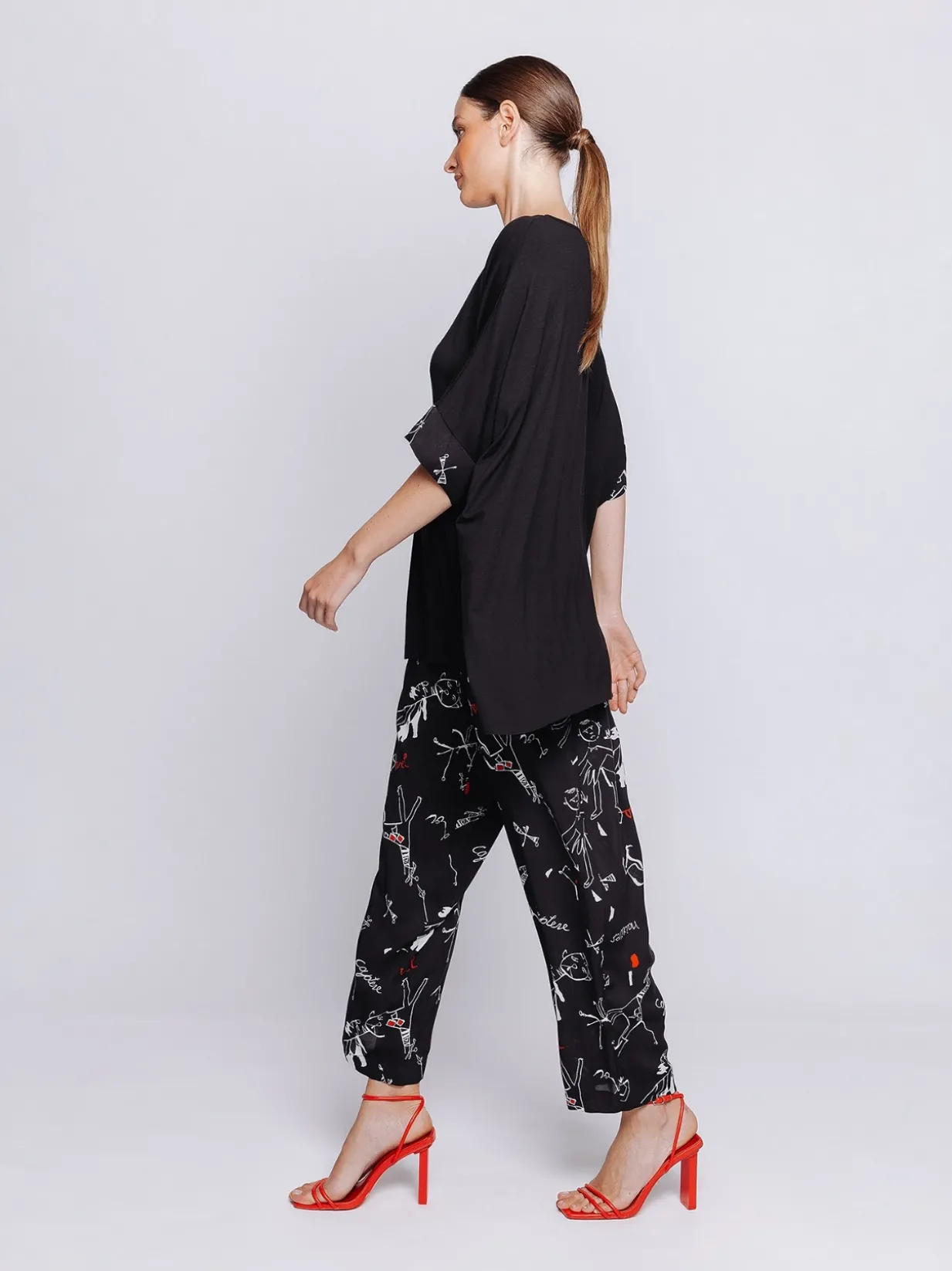 Maxi scatola in jersey con inserti stampati in mussola