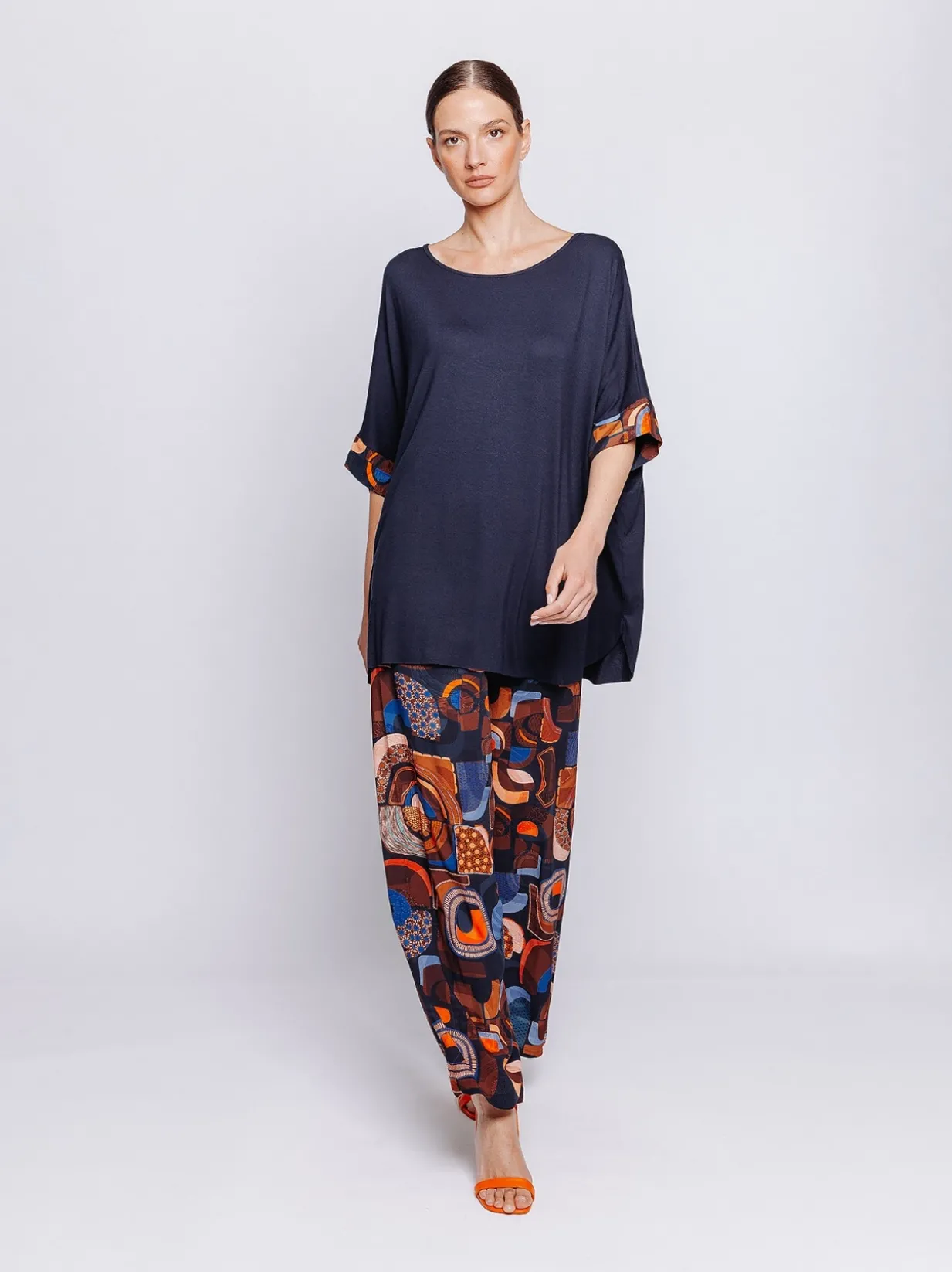 Maxi scatola in jersey con inserti stampati in mussola