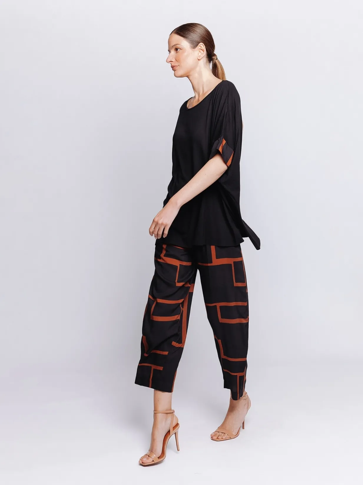 Maxi scatola in jersey con inserti stampati in mussola