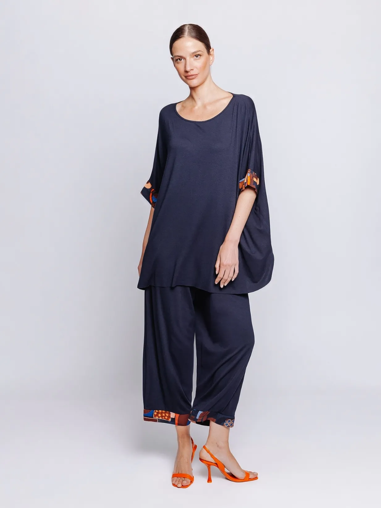 Maxi scatola in jersey con inserti stampati in mussola