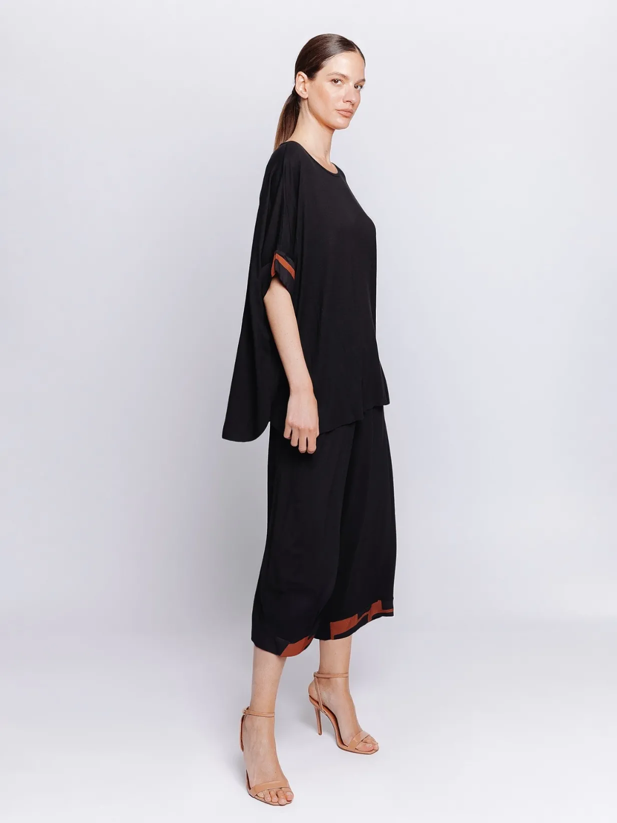 Maxi scatola in jersey con inserti stampati in mussola