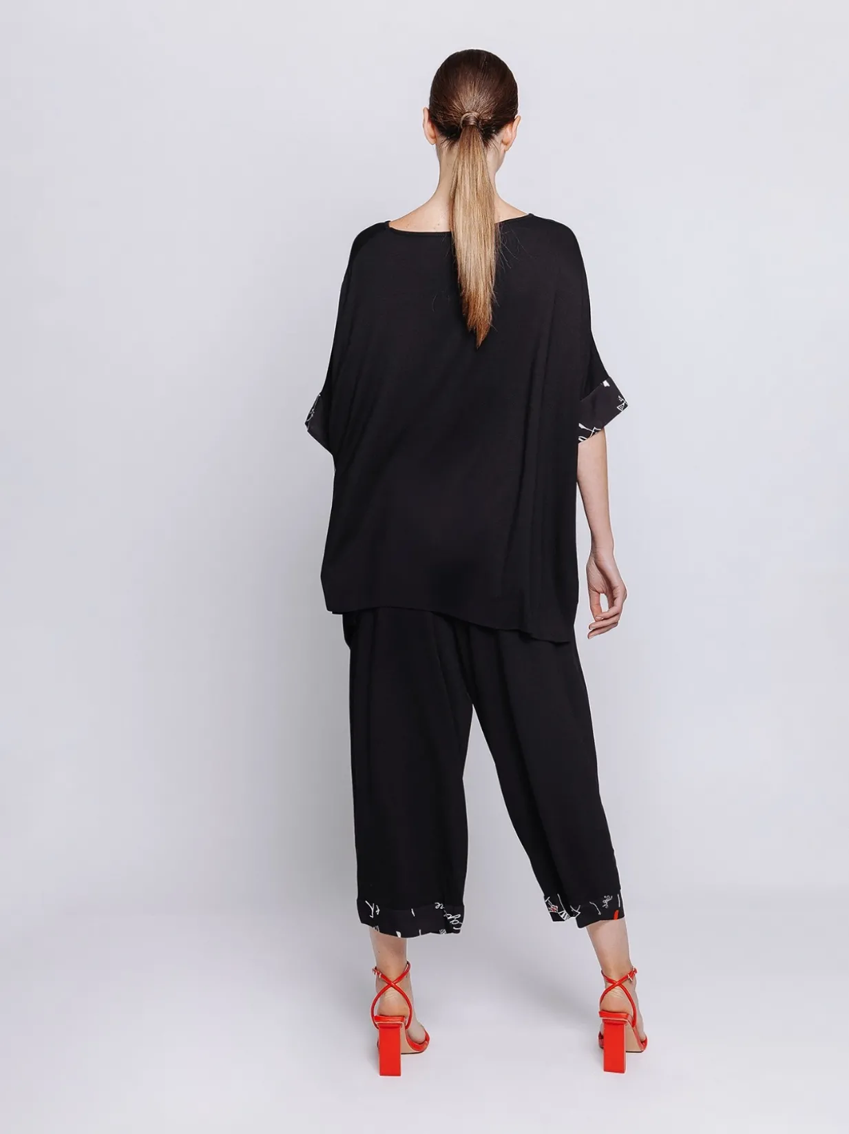 Maxi scatola in jersey con inserti stampati in mussola