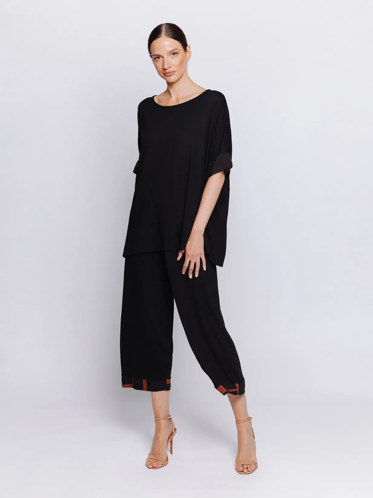 Maxi scatola in jersey con inserti stampati in mussola