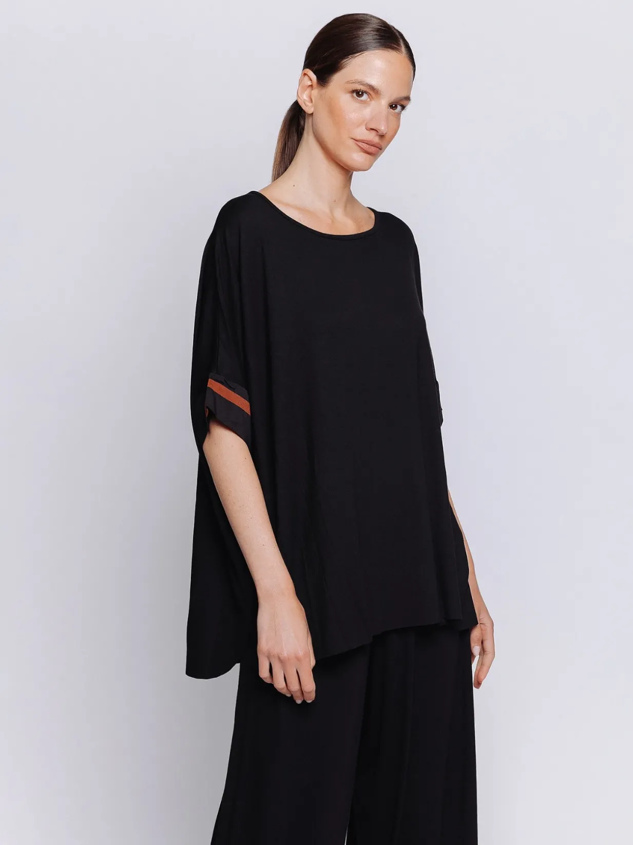 Maxi scatola in jersey con inserti stampati in mussola