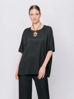 Maxi t-shirt a scatola in tessuto goffrato