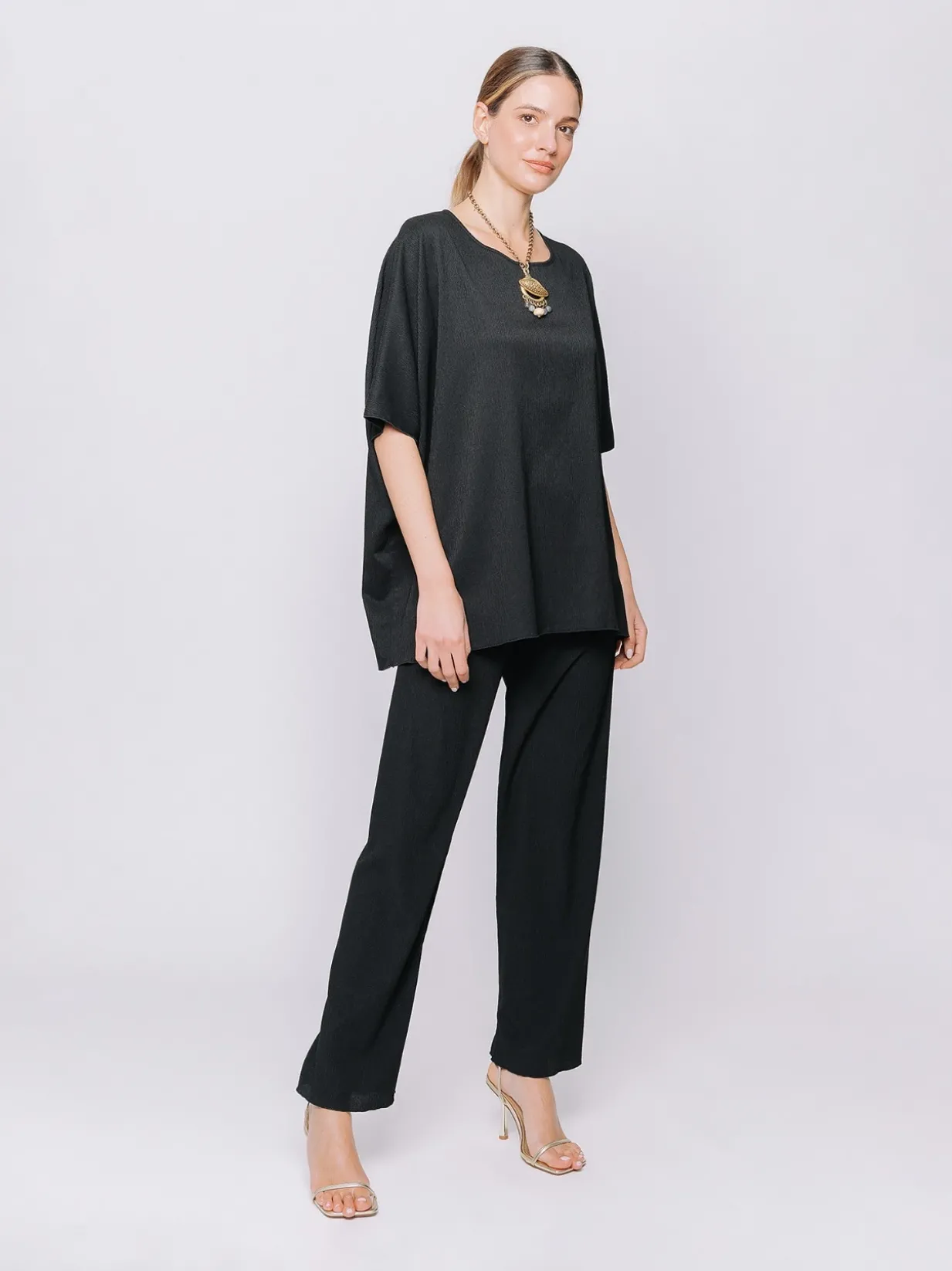 Maxi t-shirt a scatola in tessuto goffrato