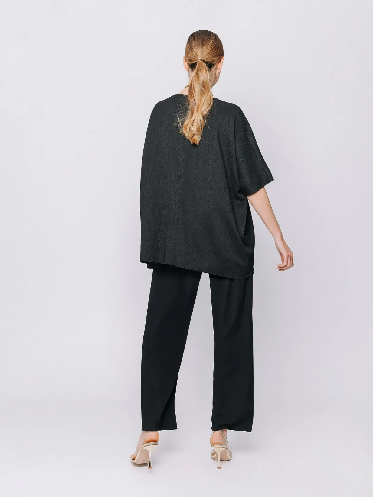 Maxi t-shirt a scatola in tessuto goffrato