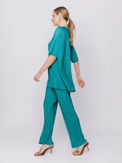 Maxi t-shirt a scatola plissè